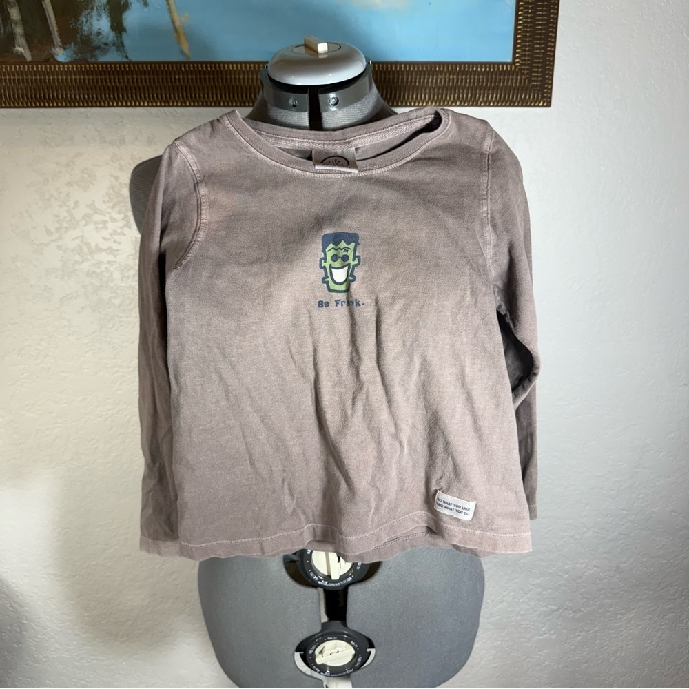 Life Is Good Kids Long Sleeve Shirt in Brown Be Frank Girls Small 6-8 - Picture 1 of 4